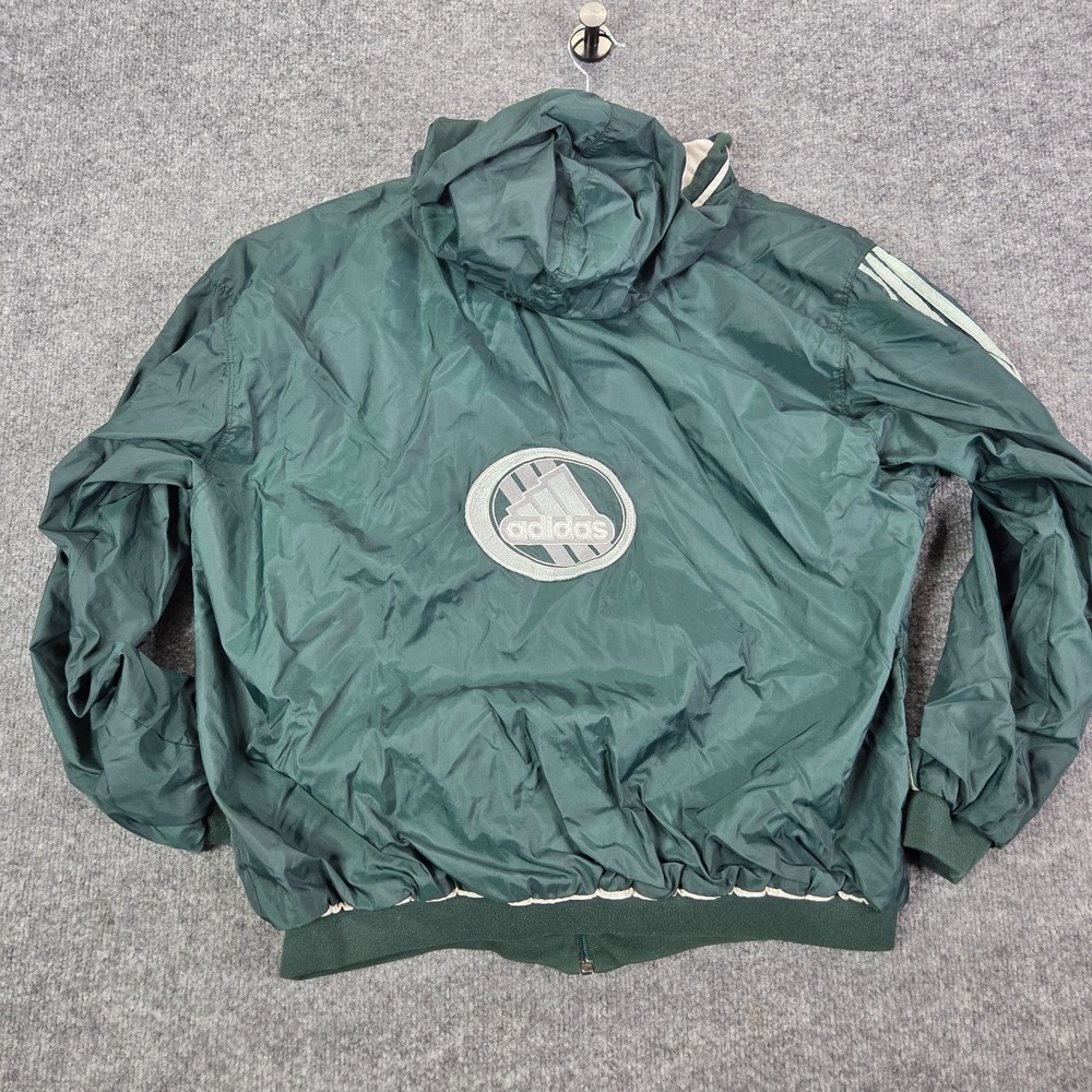 Vintage Adidas Windbreaker Jacket Mens Size Large Full Zip Green White 90s